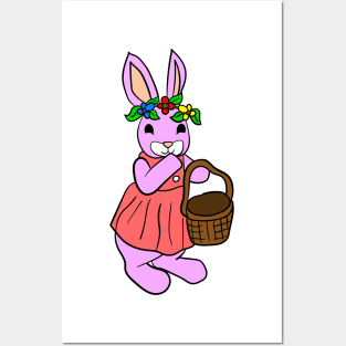 Easter bunny girl with an empty Easter basket Posters and Art